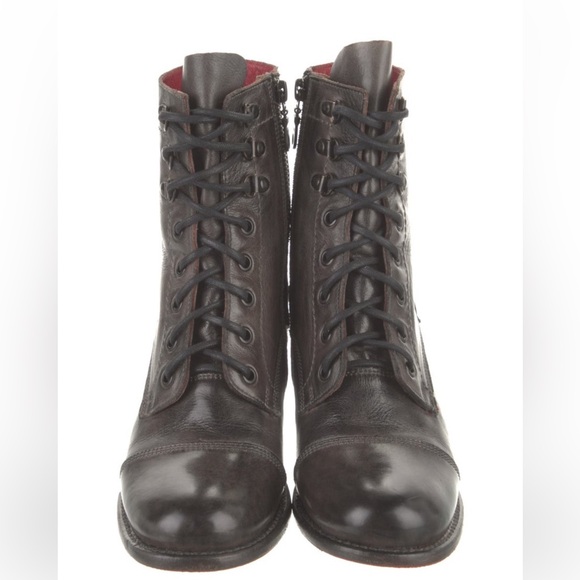 Bed Stu Black Lace Up Boots with Chunky Heel - Picture 3 of 4